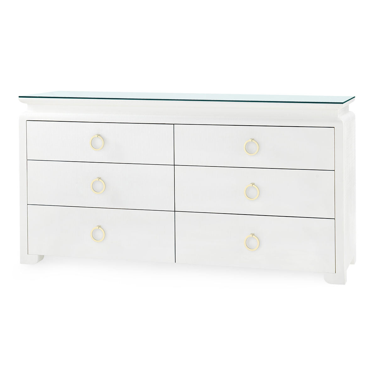 Villa & House Elina Extra Large 6-Drawer with Glass Top, Vanilla