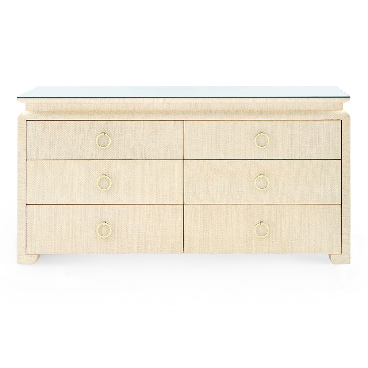 Villa & House Elina Extra Large 6-Drawer with Glass Top, Natural Twill