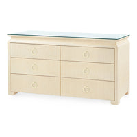 Villa & House Elina Extra Large 6-Drawer with Glass Top, Natural Twill