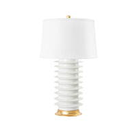 Villa & House Elektra Lamp with Shade 17-inch White Linen, with Gold, Cool White