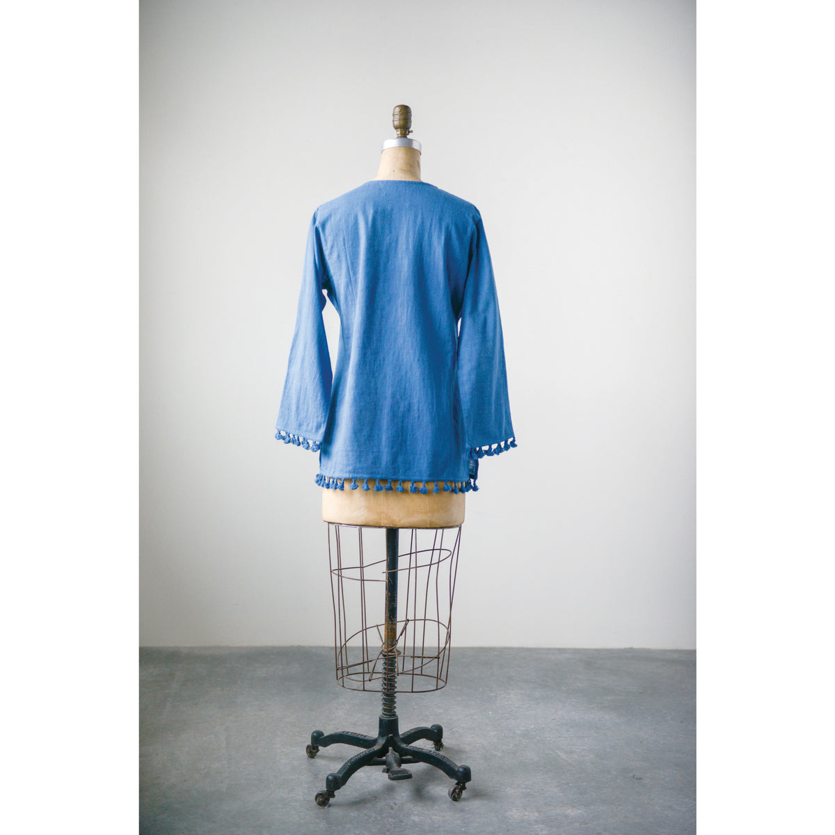 Design Shop Double Cotton Slub Nima Shirt with Tassels, Small