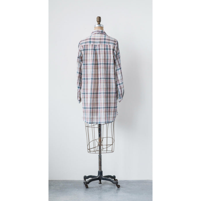 Design Shop Cotton Kayla Tunic, Multi-Plaid, Extra Large