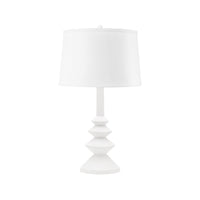 Villa & House Ernst Lamp with Shade 14-inch White Linen, with Nickel, Plaster White