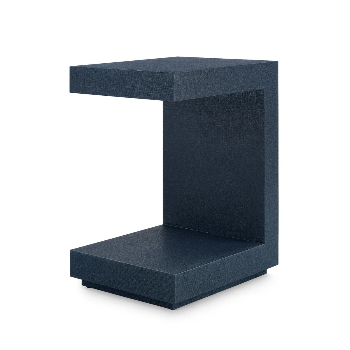 Villa & House Essential Side Table with Glass Top, Blue Steel