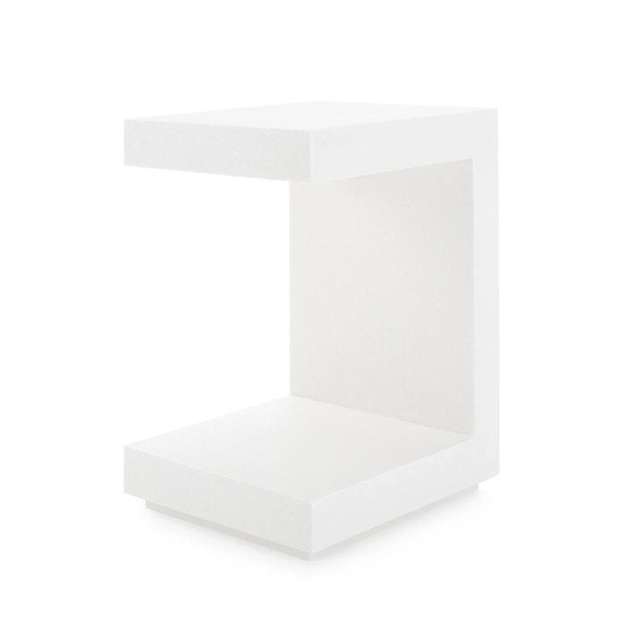 Villa & House Essential Side Table with Glass Top, Chiffon White