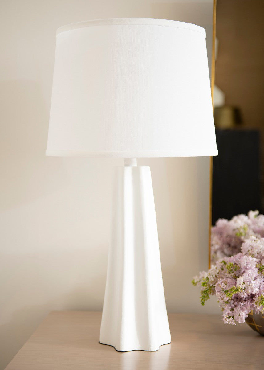 Villa & House Estrella Lamp with Shade 14-inch White Linen, with Nickel, Plaster White