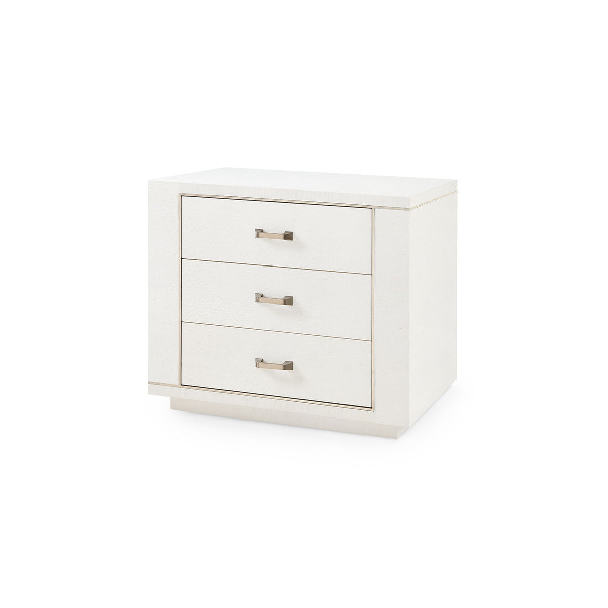 Villa & House Ethan 3-Drawer Side Table with Glass Top, Sand White