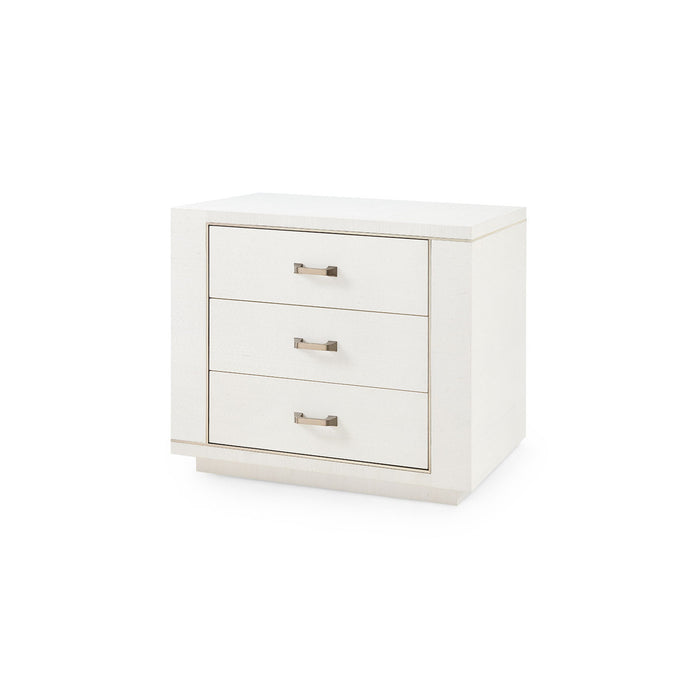 Villa & House Ethan 3-Drawer Side Table with Glass Top, Sand White