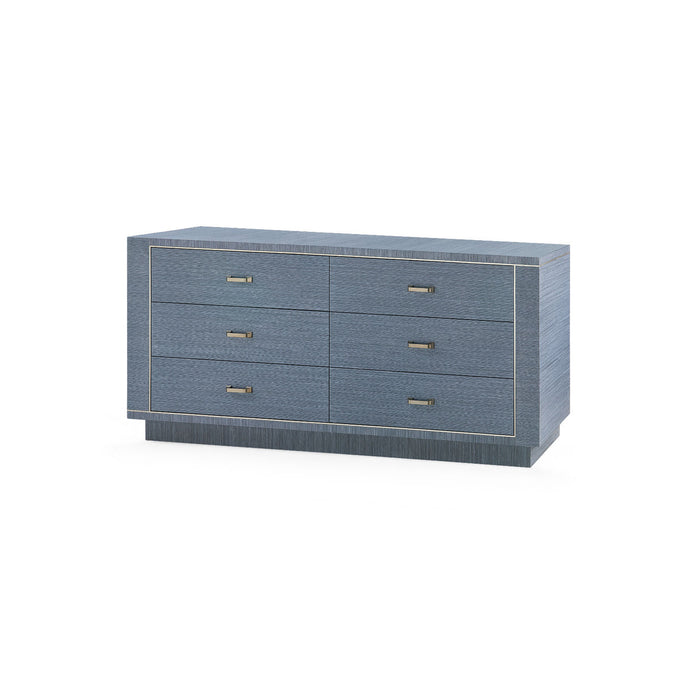 Villa & House Ethan 6-Drawer with Glass Top, Navy Blue