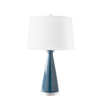 Villa & House Evo Lamp with Shade 17-inch White Linen, with Nickel, Bluestone