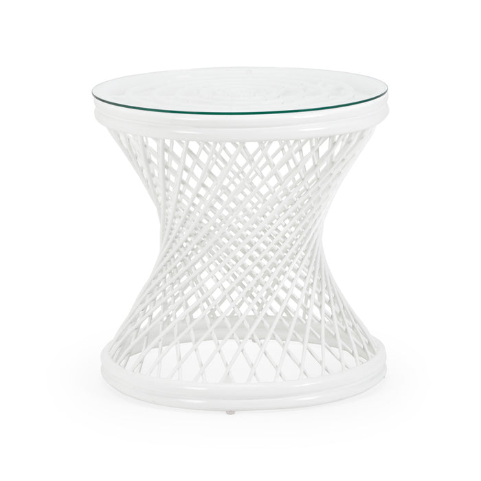 Chelsea House Rattan Side Table - White