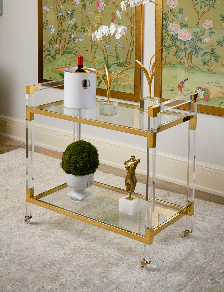 Chelsea House Acrylic Bar Cart - Brass