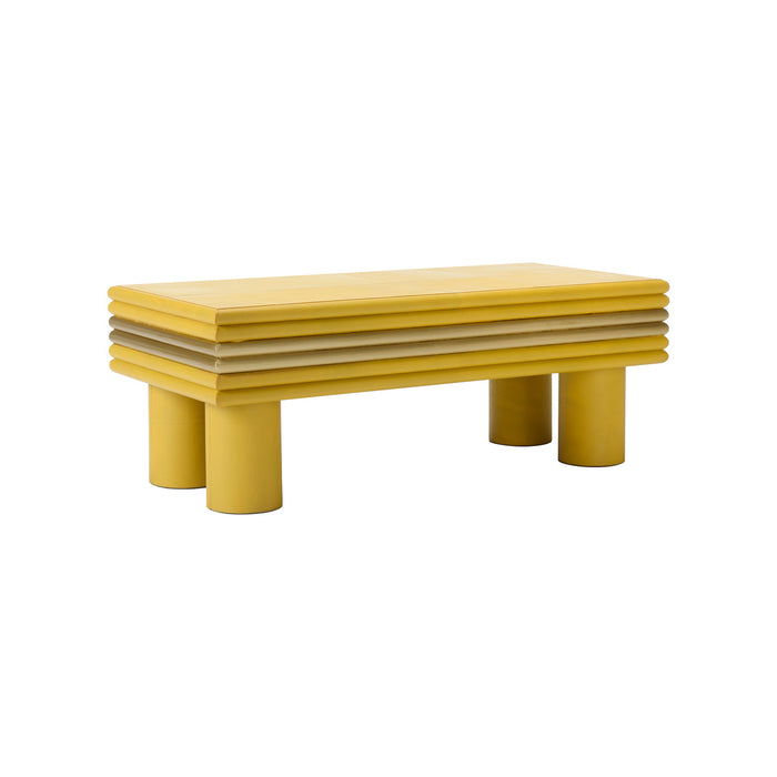 Chelsea House Coulter Leather Cocktail Table- Yellow
