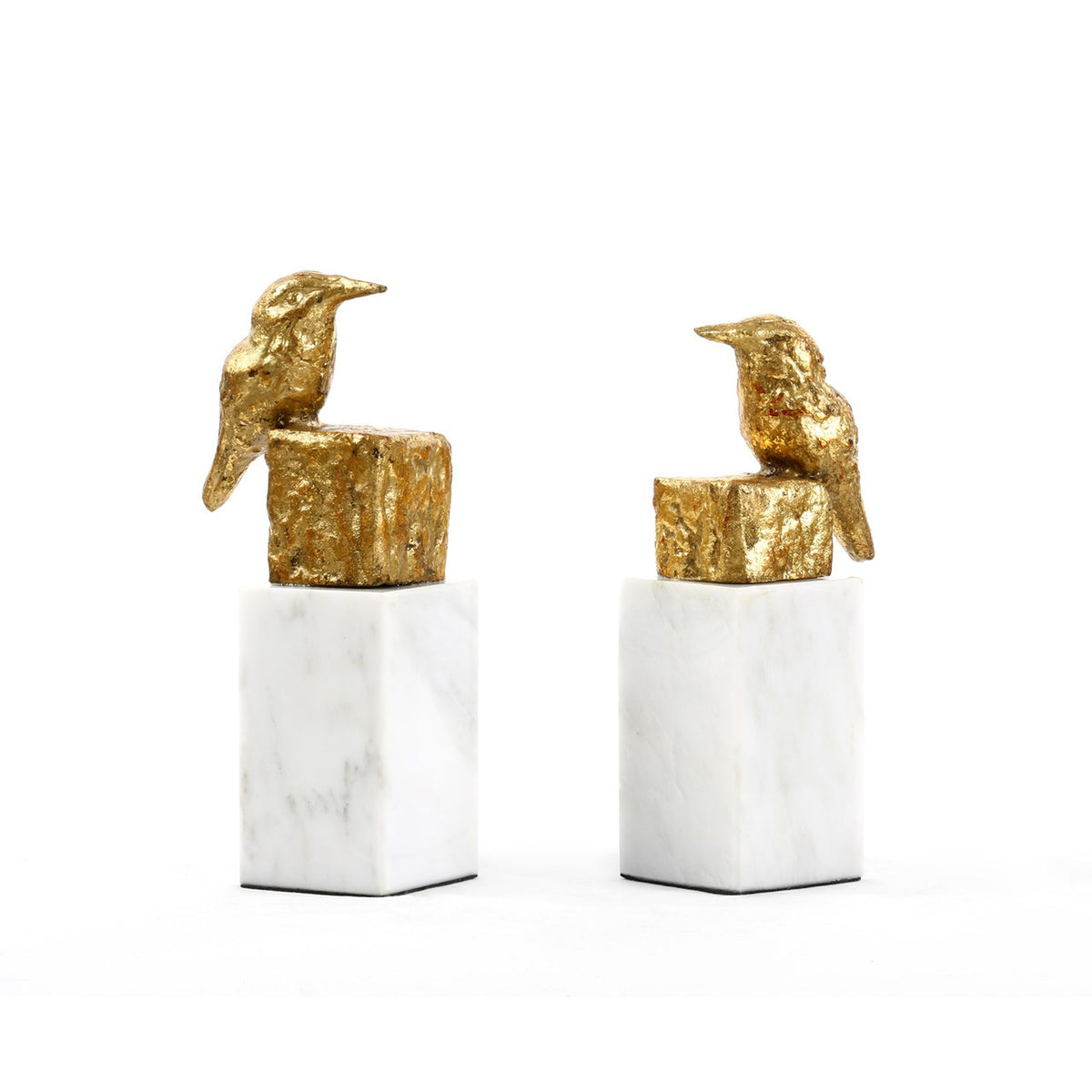 Villa & House Finch Statue (Pair), Gold Leaf