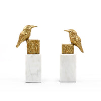 Villa & House Finch Statue (Pair), Gold Leaf