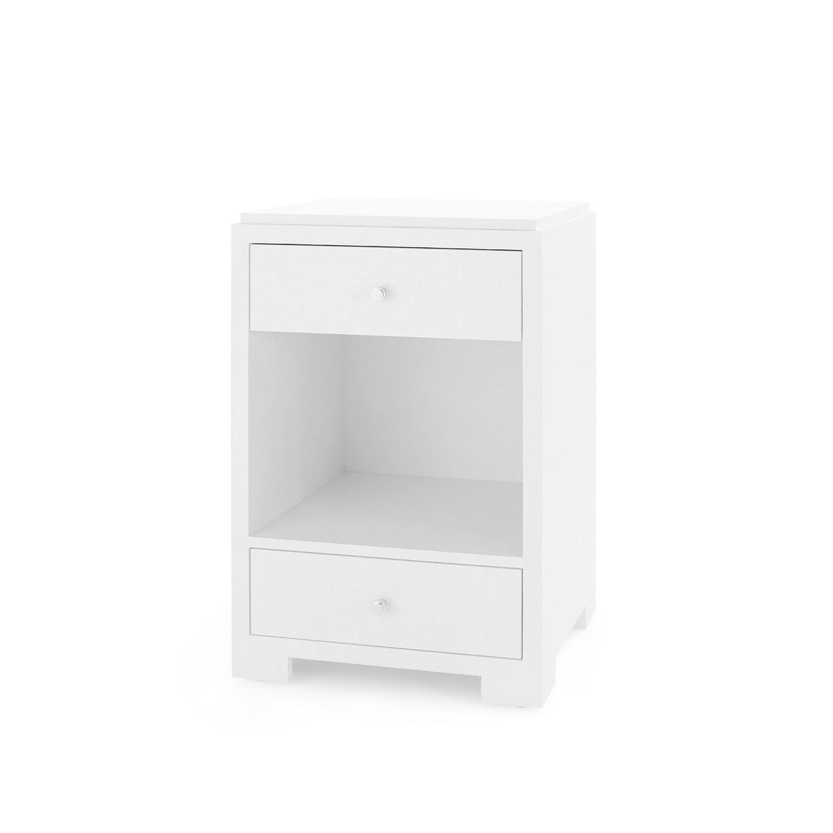 Villa & House Fedor 2-Drawer Side Table with Glass Top, Chiffon White