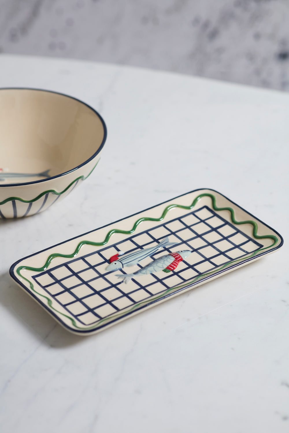 Design Shop Festive Fish Platter 12"x 6.25", Set of 2
