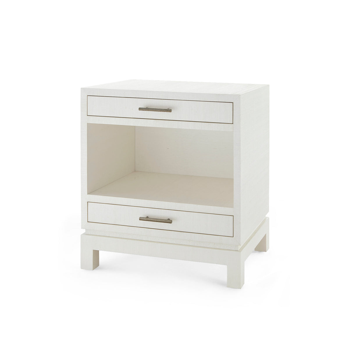 Villa & House Florence 2-Drawer Side Table with Glass Top, Sand White