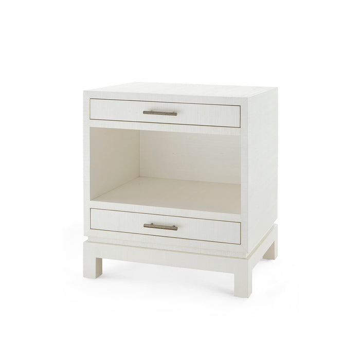 Villa & House Florence 2-Drawer Side Table with Glass Top, Sand White
