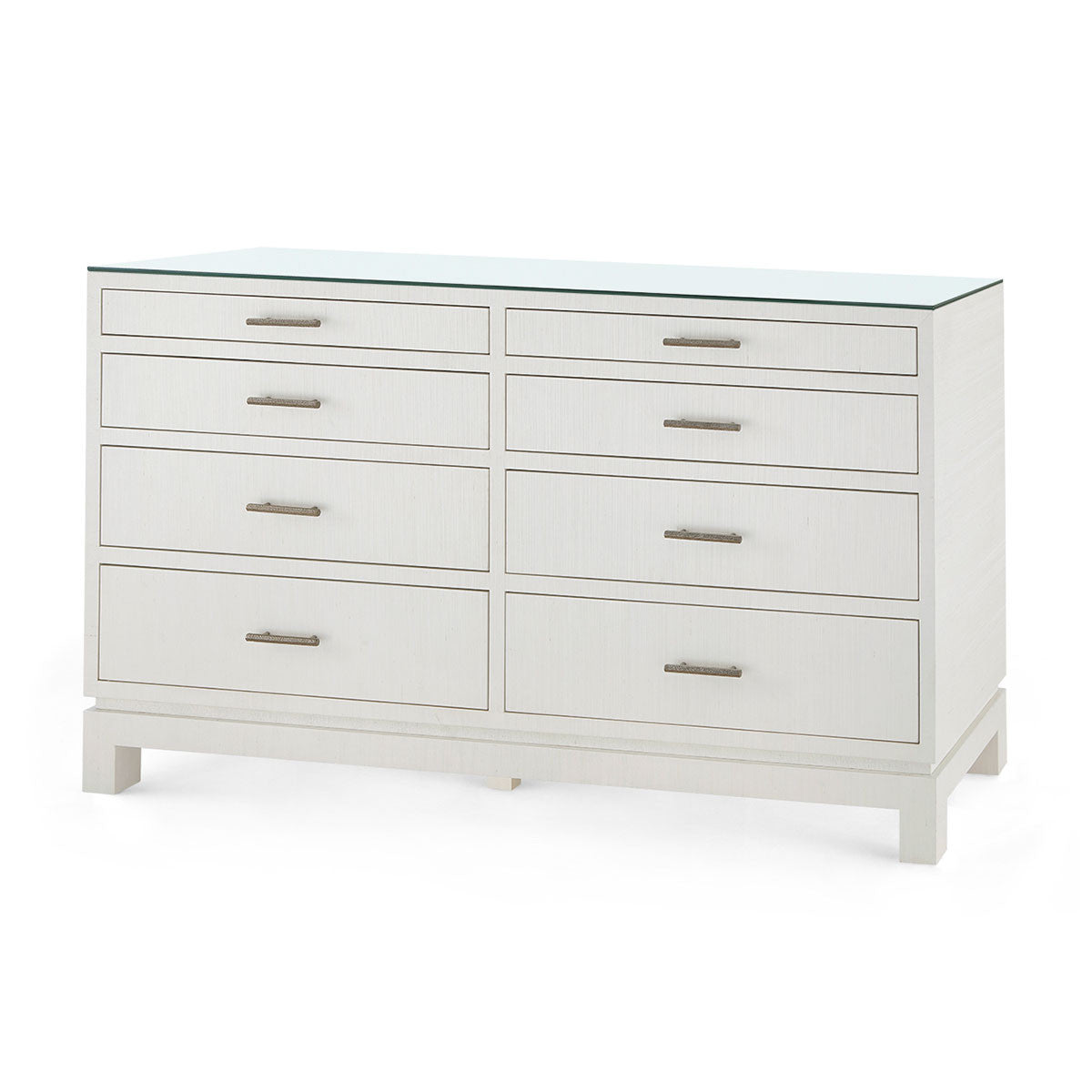 Villa & House Florence Extra Large 8-Drawer with Glass Top, Sand White