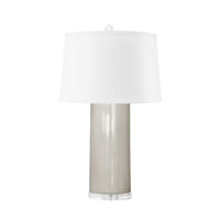 Villa & House Formosa Lamp with Shade 17-inch White Linen, with Nickel, Dove Gray