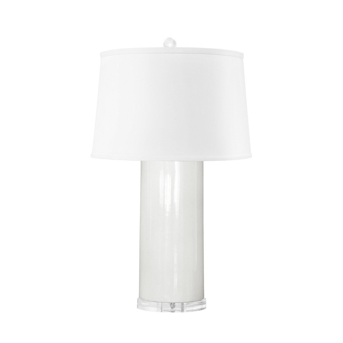 Villa & House Formosa Lamp with Shade 17-inch White Linen, with Nickel, White Cloud