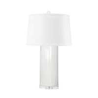 Villa & House Formosa Lamp with Shade 17-inch White Linen, with Nickel, White Cloud
