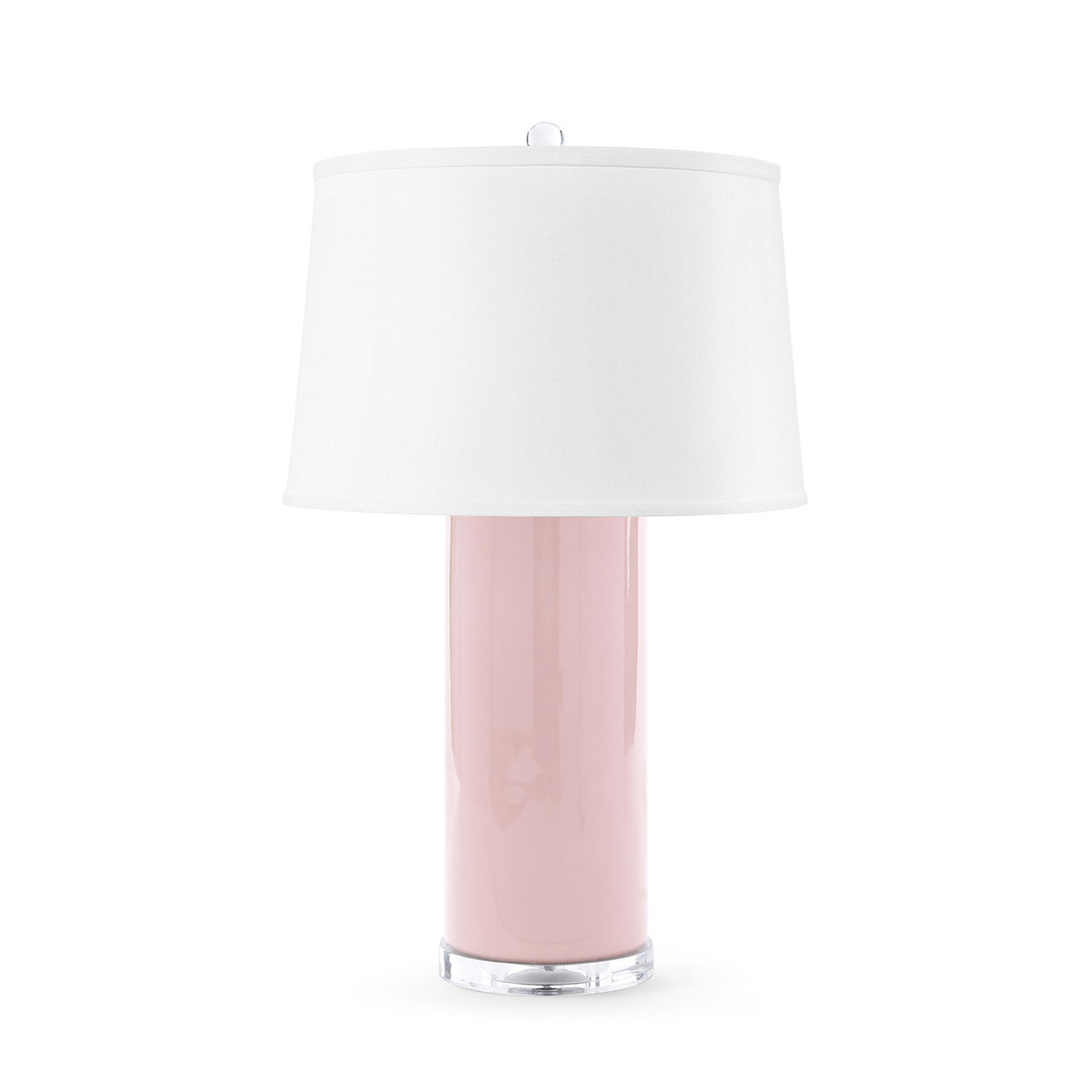 Villa & House Formosa Lamp with Shade 17-inch White Linen, with Nickel, Pink