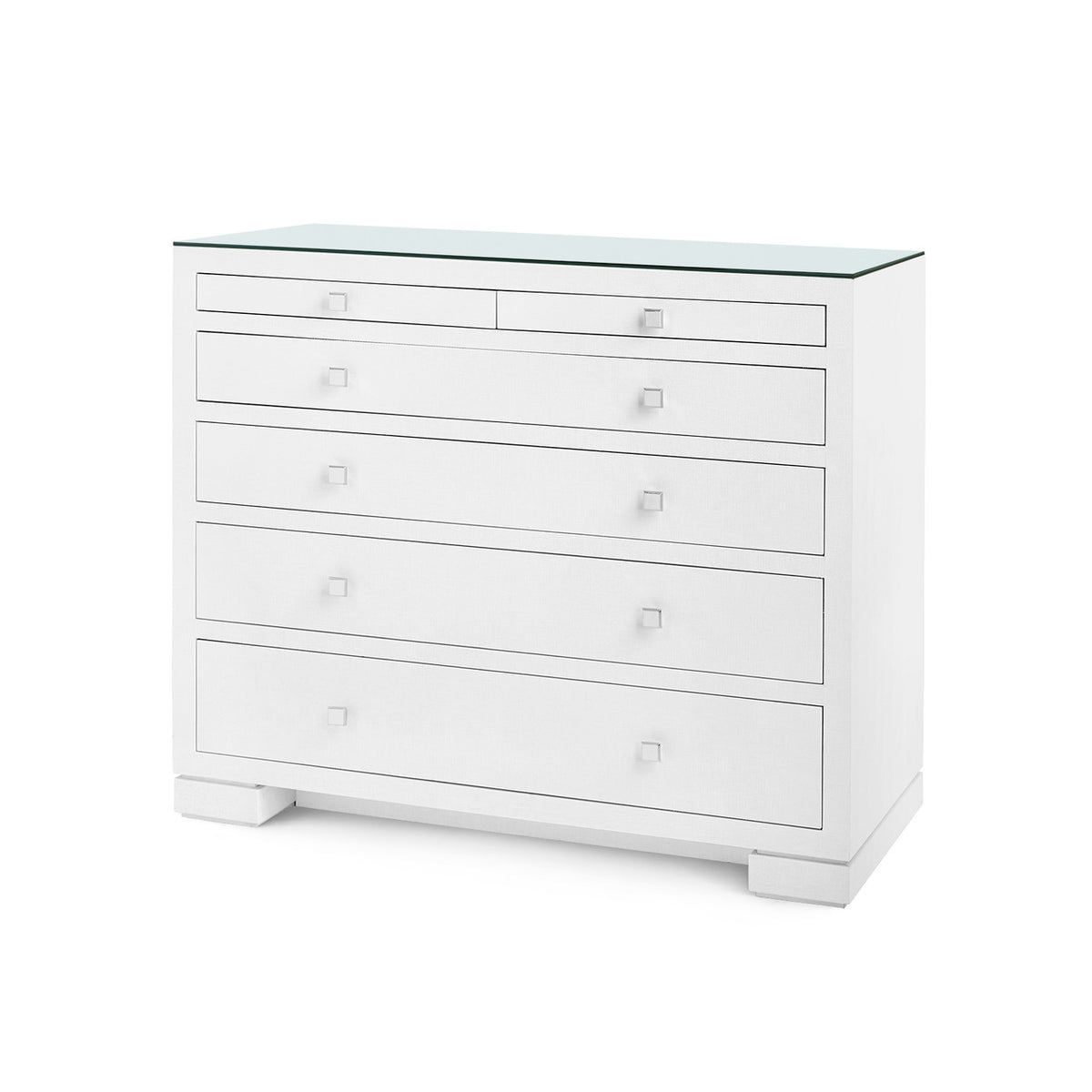 Villa & House Frances 6-Drawer with Glass Top, Chiffon White