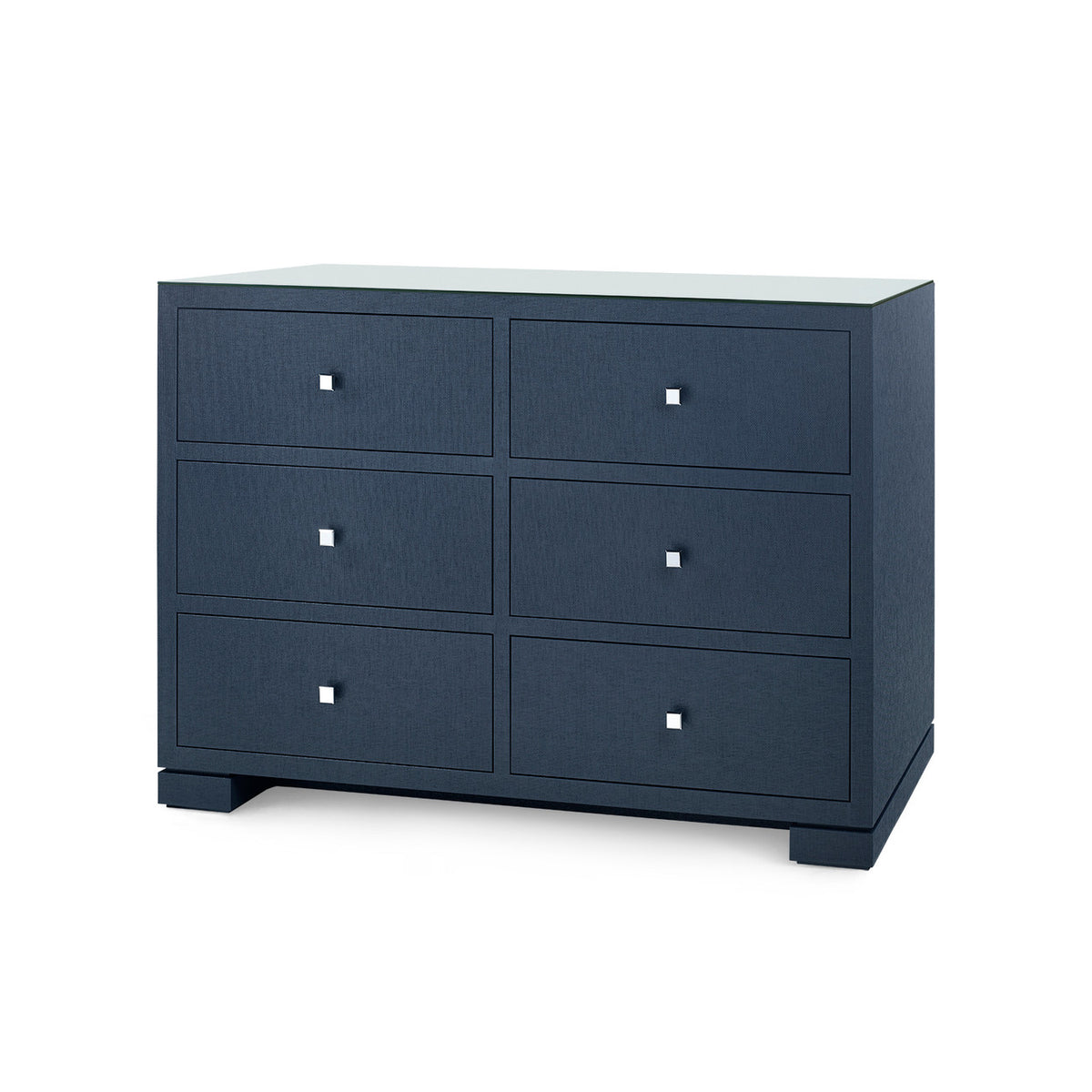 Villa & House Frances Extra Large 6-Drawer with Glass Top, Deep Navy