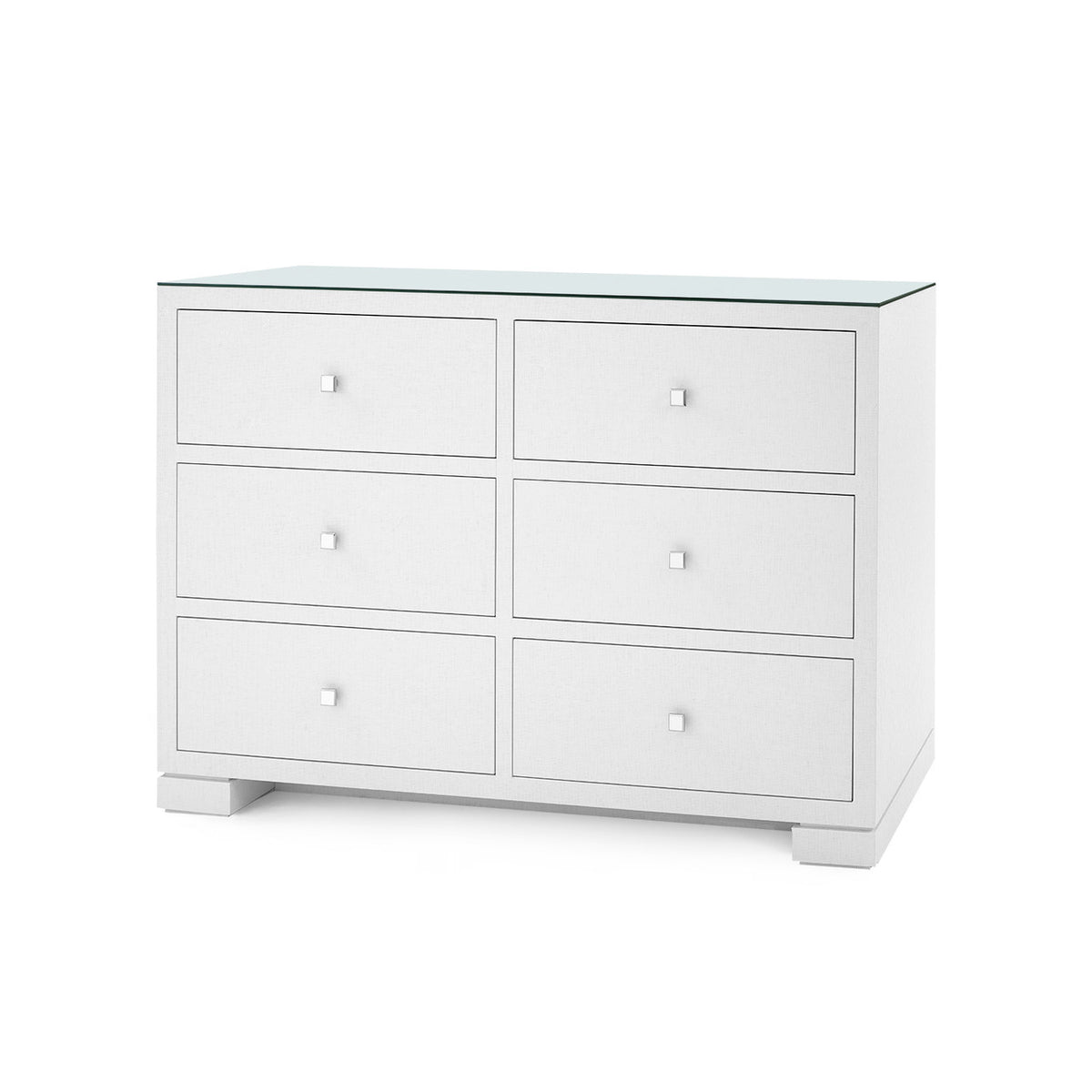 Villa & House Frances Extra Large 6-Drawer with Glass Top, Chiffon White