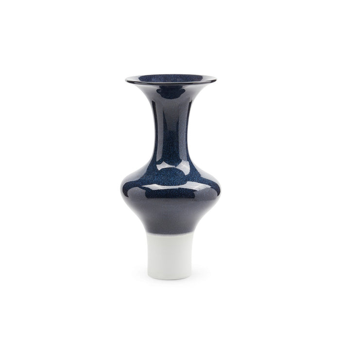 Villa & House Flare Vase, Deep Blue and White