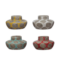 Design Shop Colorful Dot Terra Cotta Taper Holder Set of 4