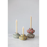 Design Shop Colorful Dot Terra Cotta Taper Holder Set of 4
