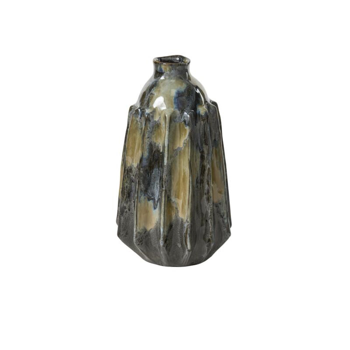 Decorative vase with a textured surface on a white background