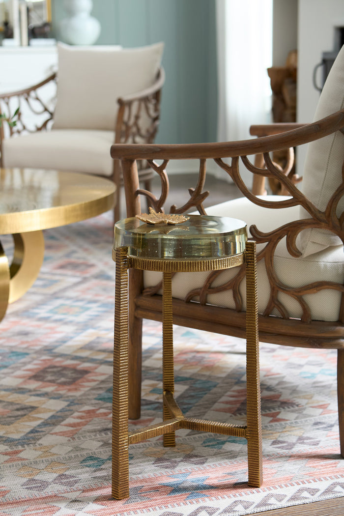 Villa & House Gideon Small Accent Table, Antique Brass