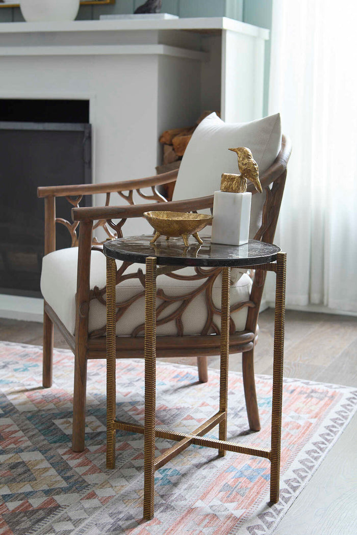 Villa & House Gideon Large Accent Table, Antique Brass
