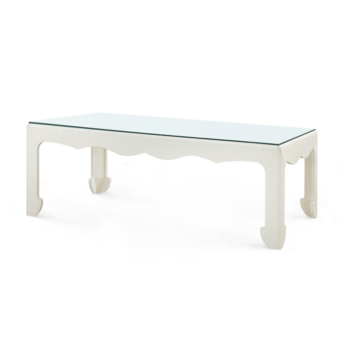 Villa & House Gianna Coffee Table with Glass Top, Sand White