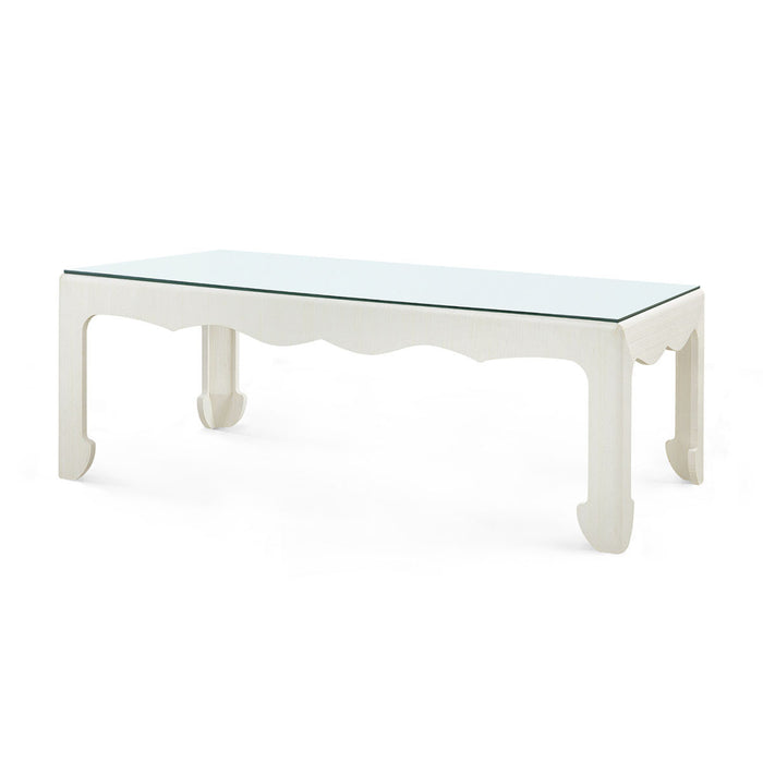 Villa & House Gianna Coffee Table with Glass Top, Sand White