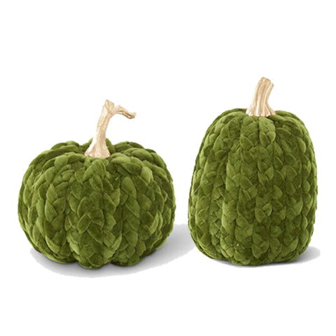 Design Shop Green Braided Pumpkins, Set of 2 – 8" & 9.75"