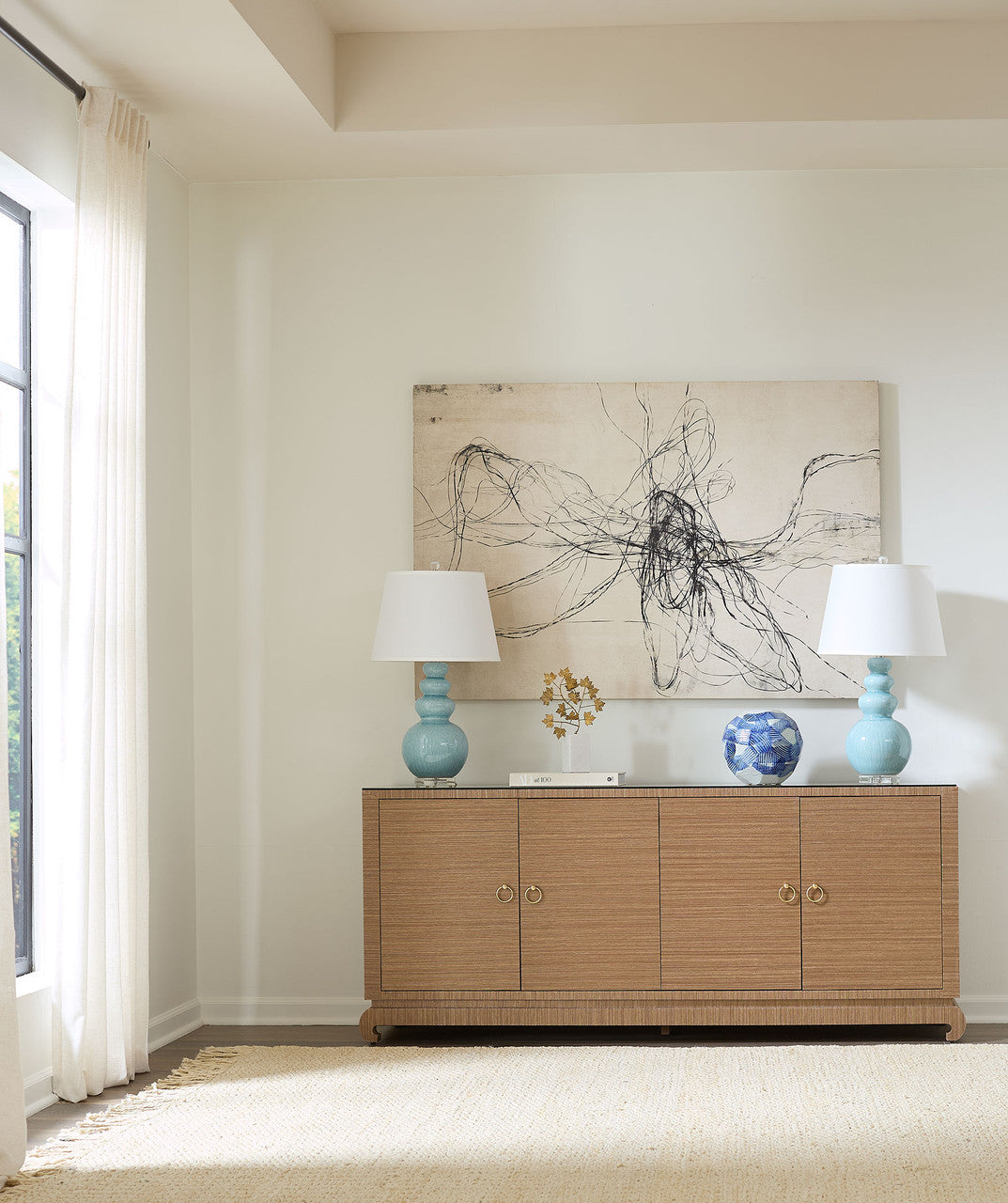 Villa & House Hatch Vase, Blue and White