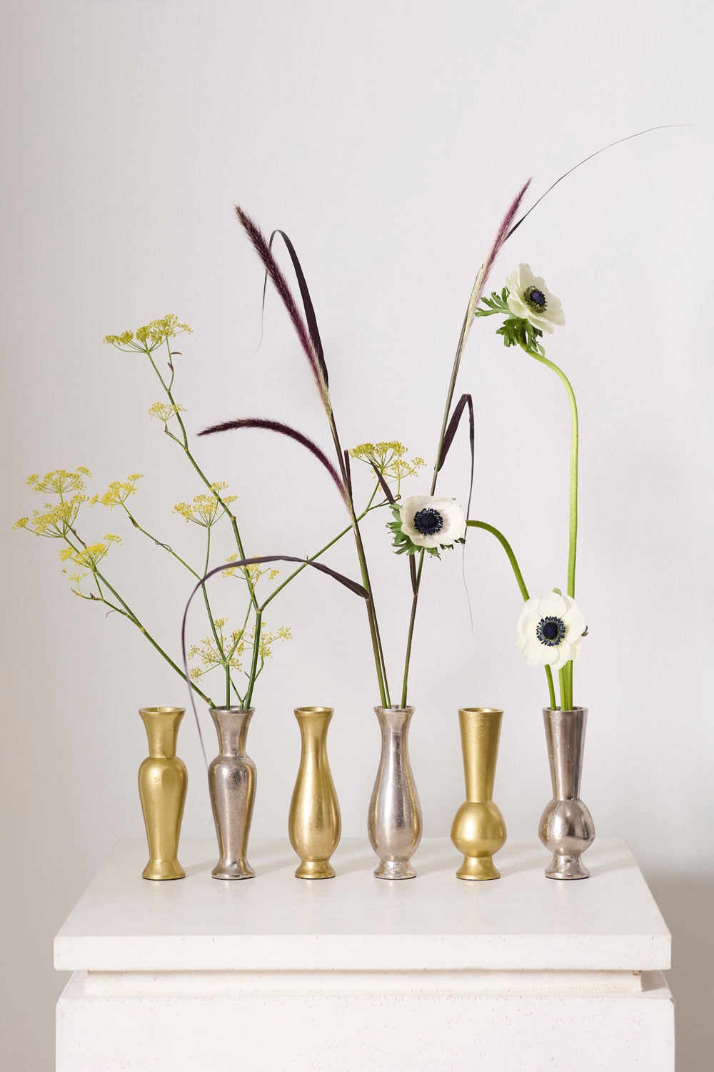 Design Shop Silver Henna Budvase Set of 3 2"x 6"