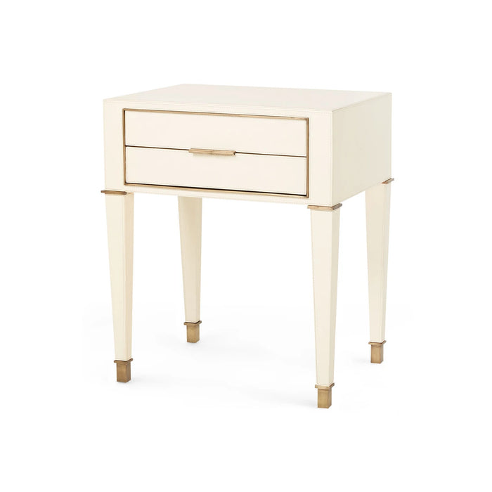 Villa & House Hunter 2-Drawer Side Table with Glass Top, Ivory