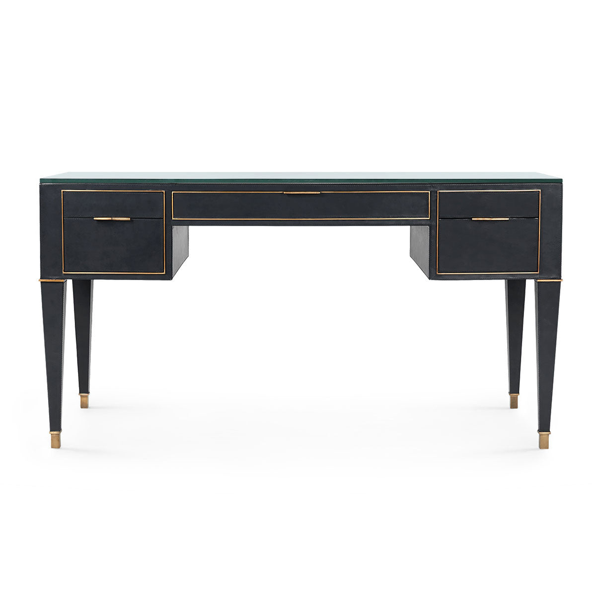 Villa & House Hunter Desk  with Glass Top, Black
