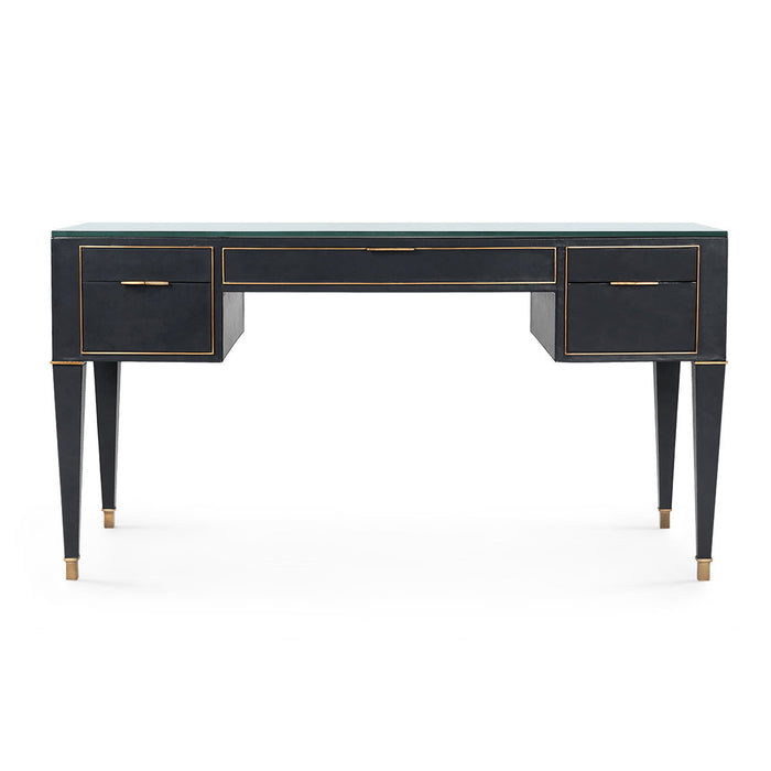 Villa & House Hunter Desk  with Glass Top, Black