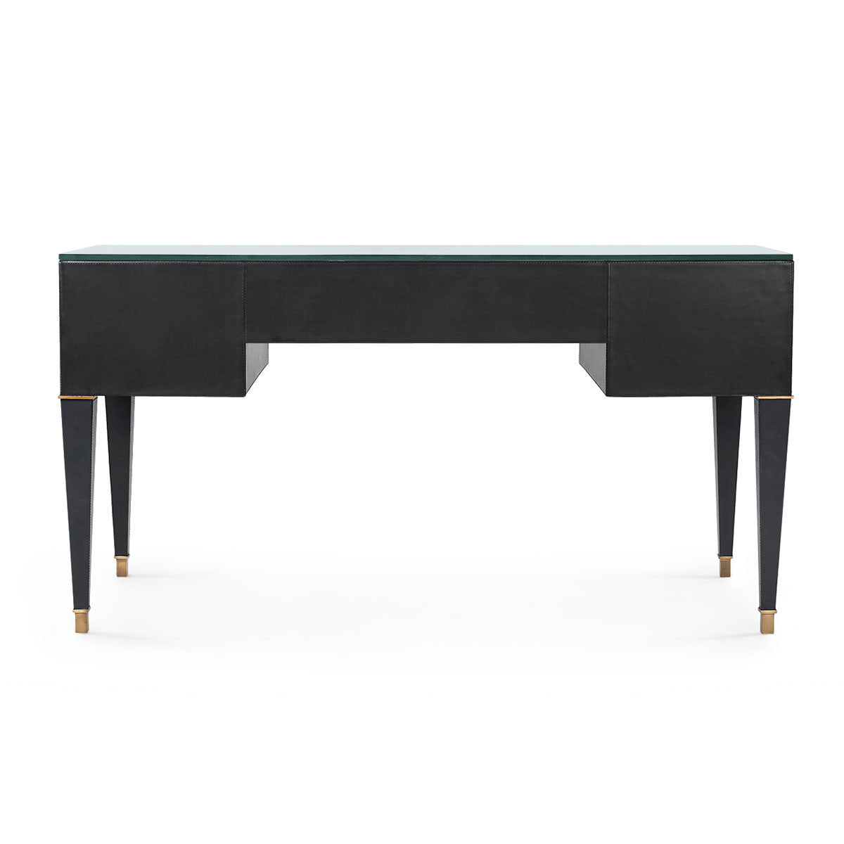 Villa & House Hunter Desk  with Glass Top, Black