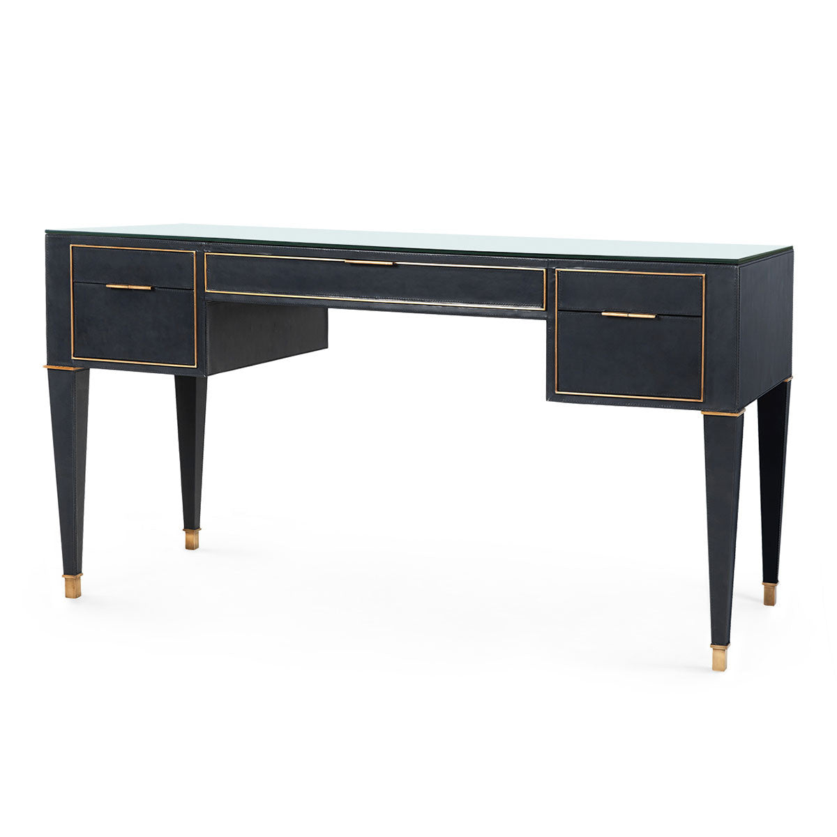 Villa & House Hunter Desk  with Glass Top, Black