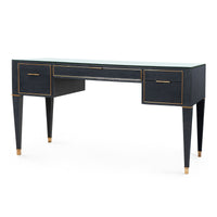 Villa & House Hunter Desk  with Glass Top, Black