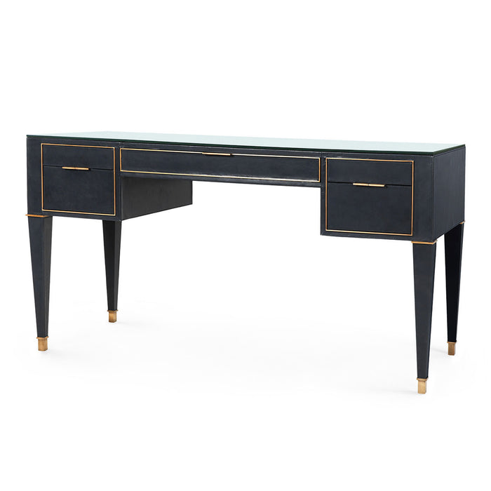 Villa & House Hunter Desk  with Glass Top, Black