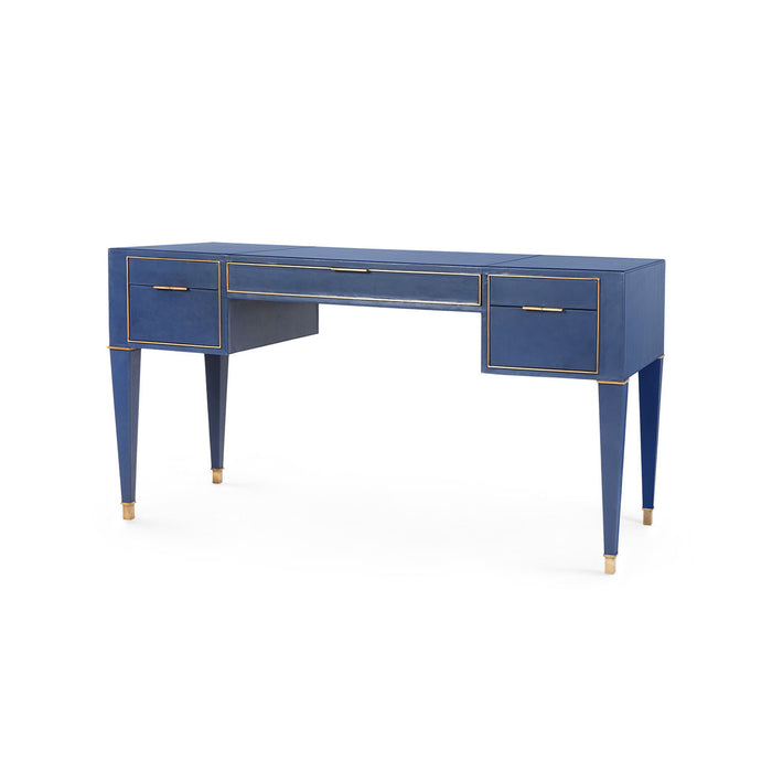 Villa & House Hunter Desk with Glass Top, Navy Blue